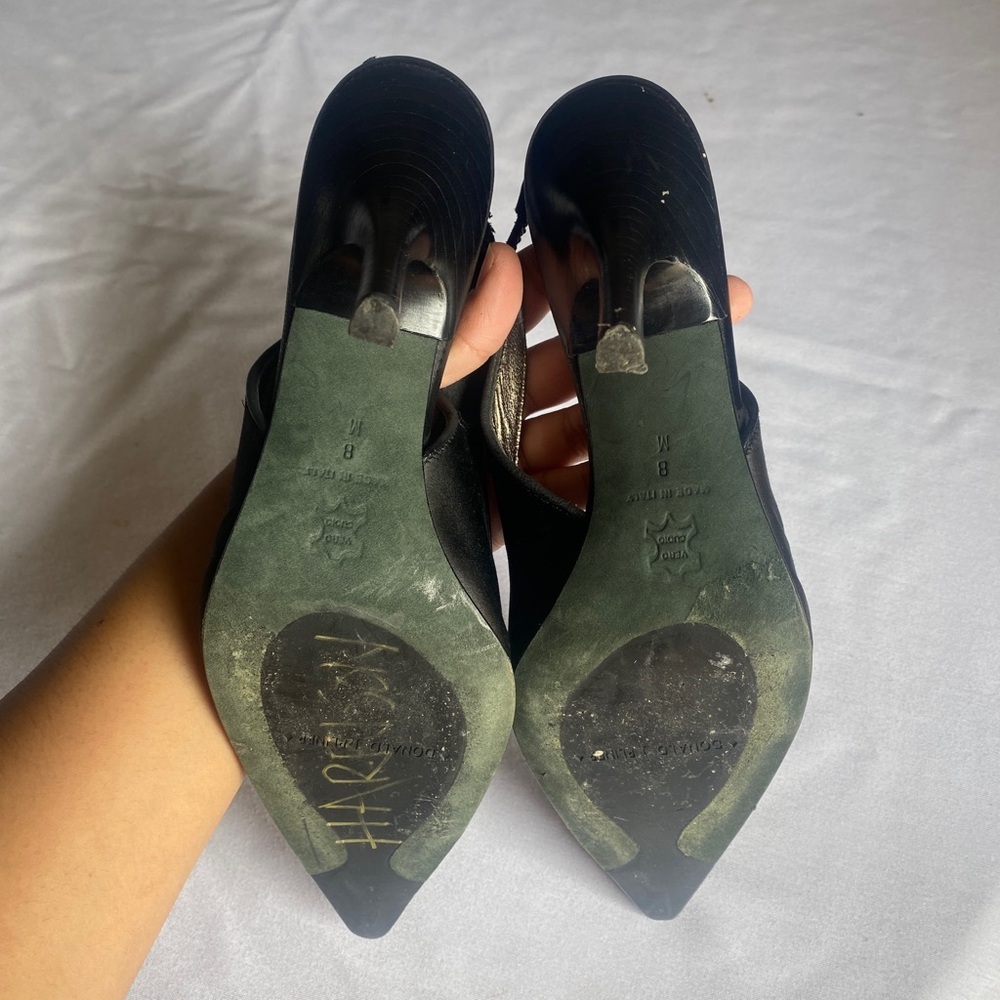 Donald J Pliner Couture Cruse 8N suede leather sling back pointy toe black jewel - Picture 5 of 8